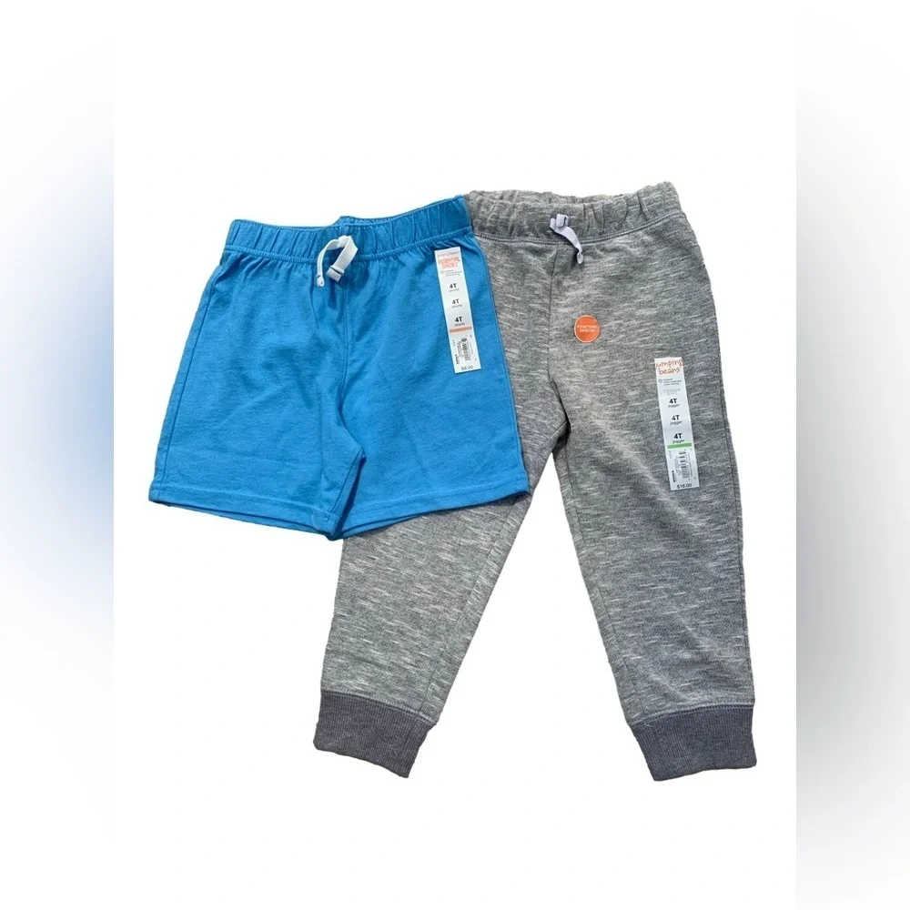 Jumping Beans NWT Size 4T Blue Shorts and Grey Joggers Sweatpants Bundle